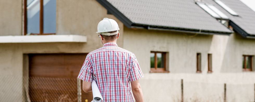 engineer walking to the house