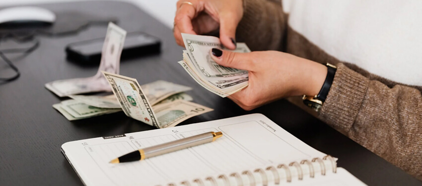 counting money in desk